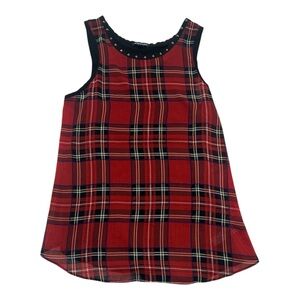 Express red plaid sheer tank top blouse